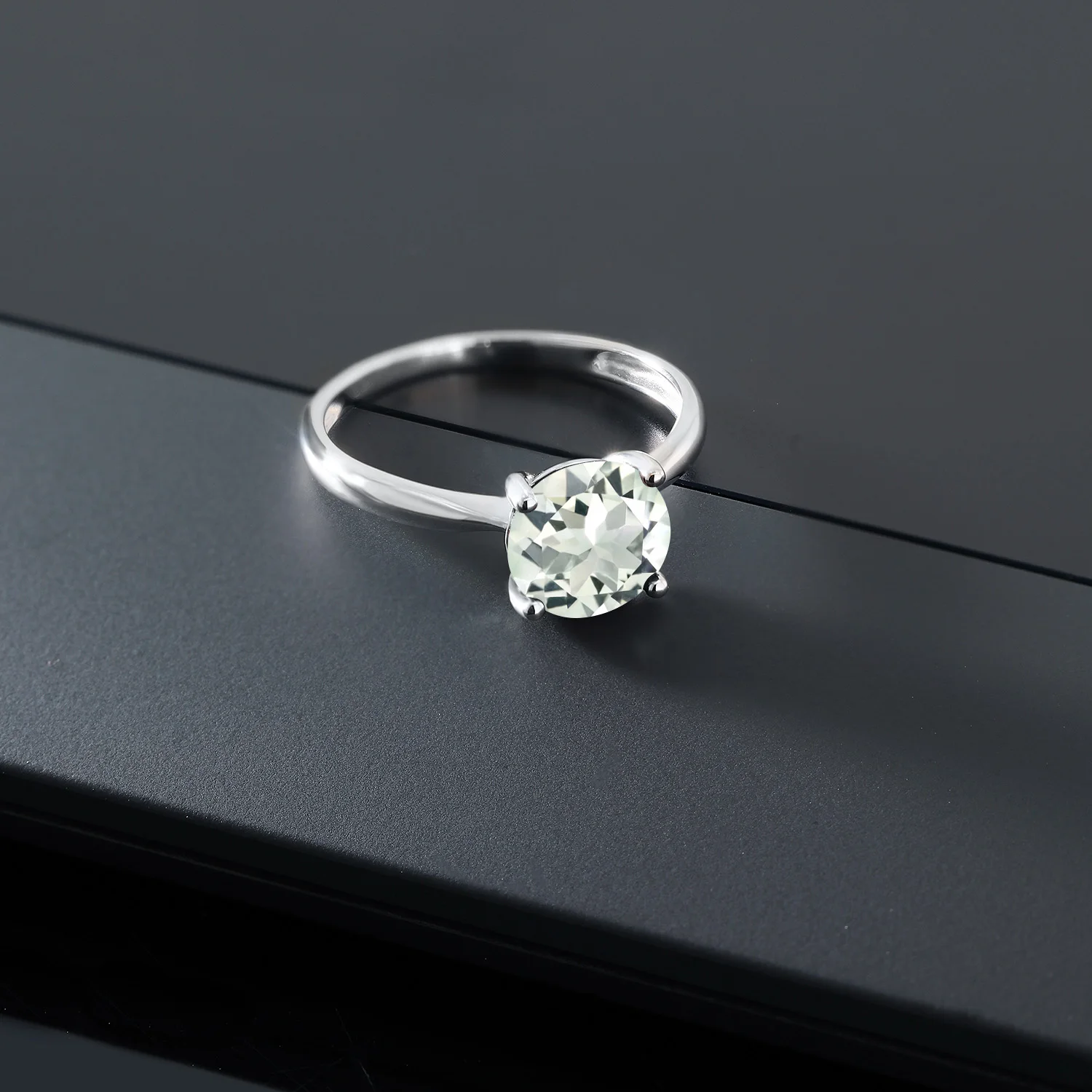 GemStoneKing 1 50 Ct круглые натуральные зеленые 10 к белое золото пасьянс обручальные
