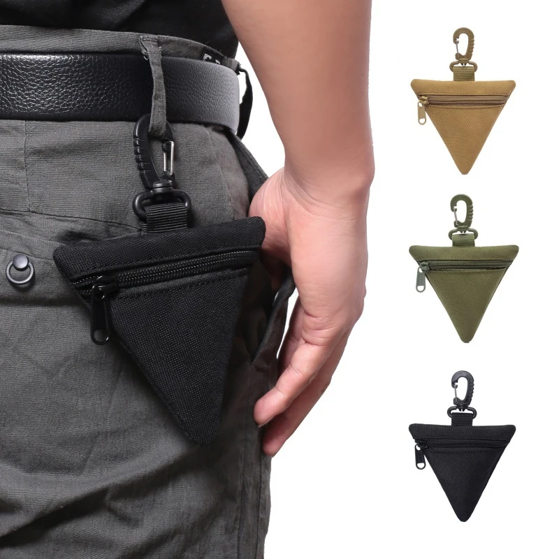 

Mini Tactical Waist Bag Triangle Storage Bag With Carabiners Waterproof Wear-resistant Multi-purpose Outdoor Tools Storage Bag