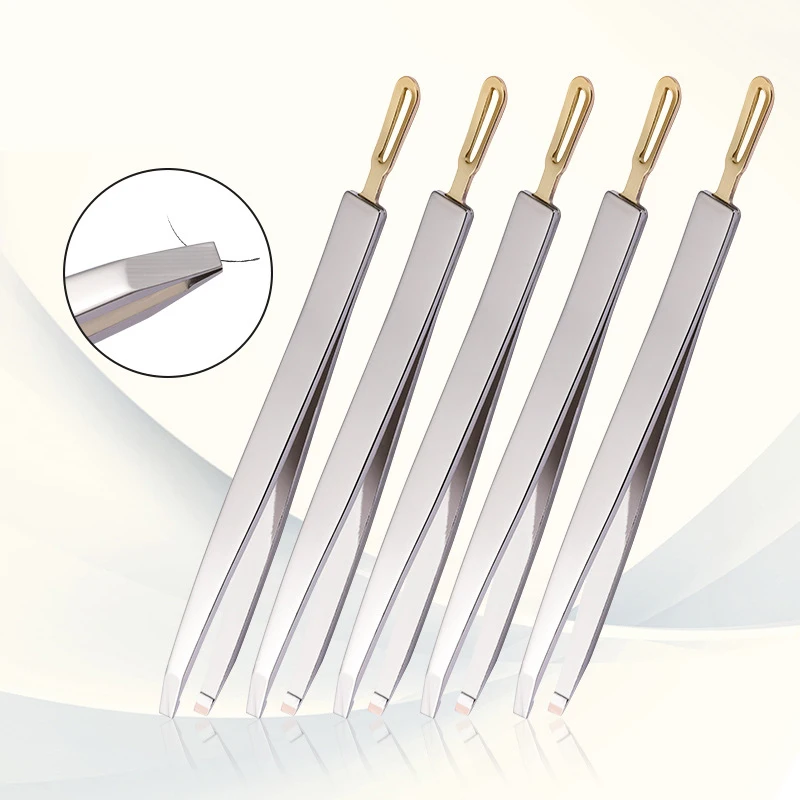 Brainbow 1pc Eyebrow Tweezer with Press Stick Blackhead Removal Steel Eyelashes Extension Tweezers Double Eyelids Pinzette Clip | Красота и
