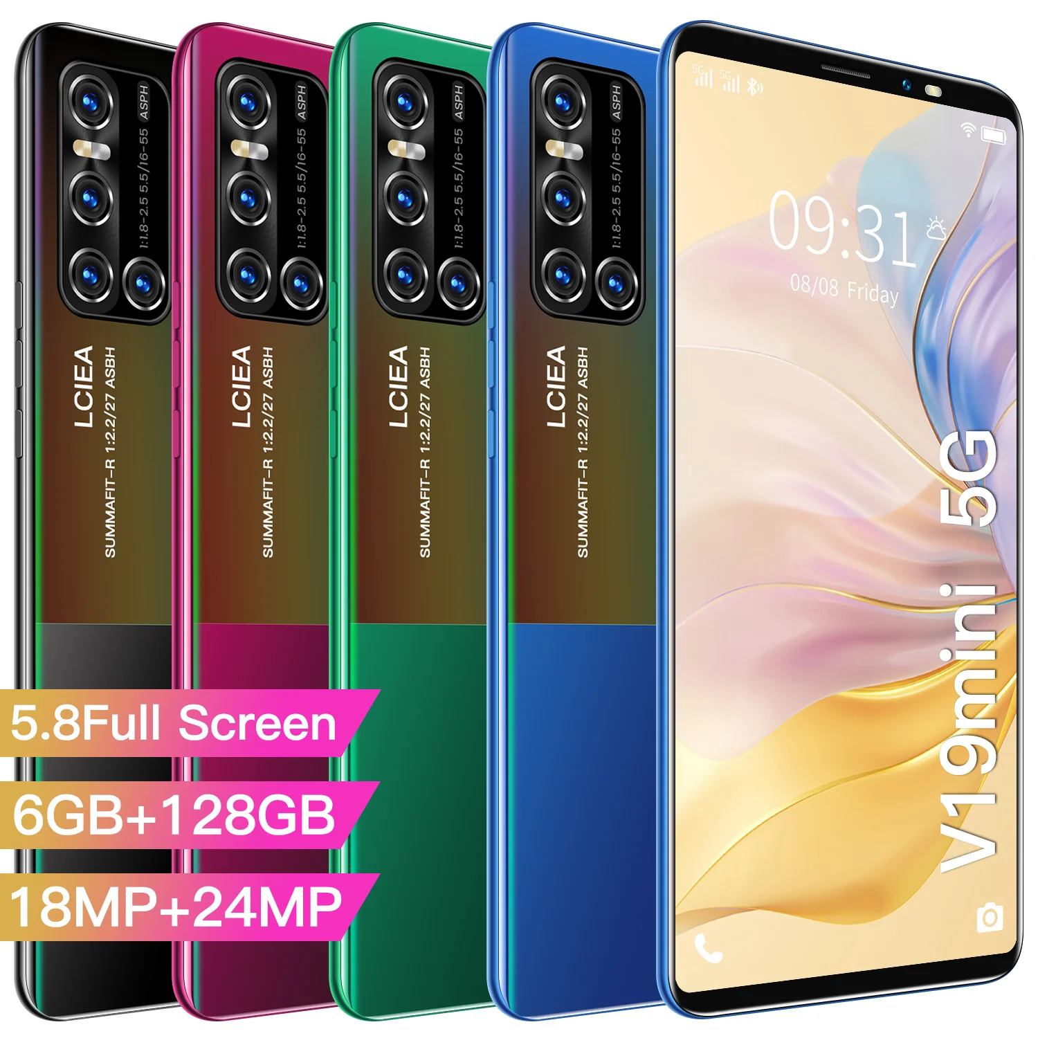 

2021 V19 Mini Explosive Cheap Smartphone 5.5 Inch 13 + 24MP 4+128GB HD Screen TelePhone Camera Phone Android LTE 3G 4G Unlocked