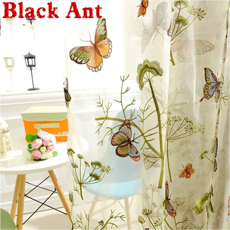 Занавески с бабочками занавески вышивкой для гостиной тюлевые детской комнаты