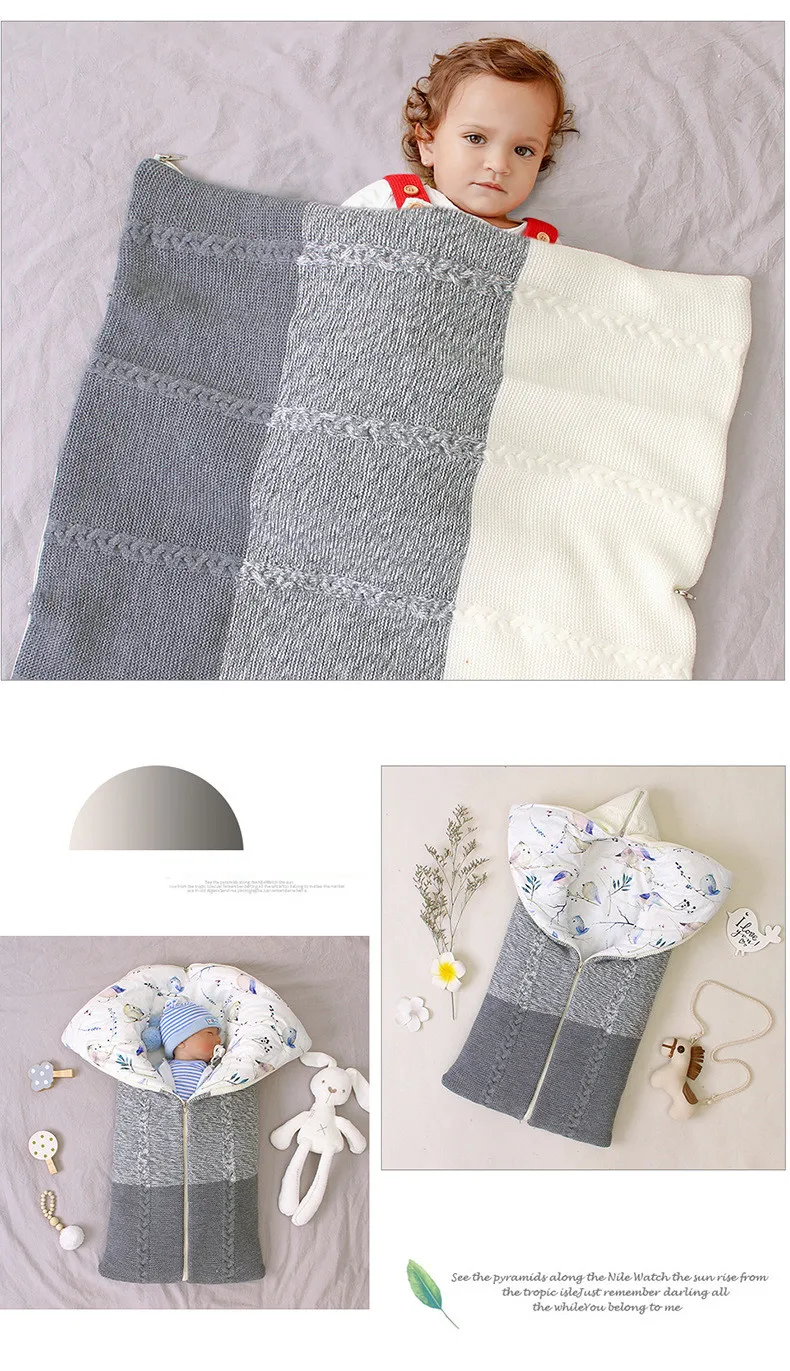 Newborn Winter Swaddle Infant Thicken Anti-kick Sleeping Bag Baby Autumn Winter Envelope Zipper Sleeping Bag Kids Blanket Quilt