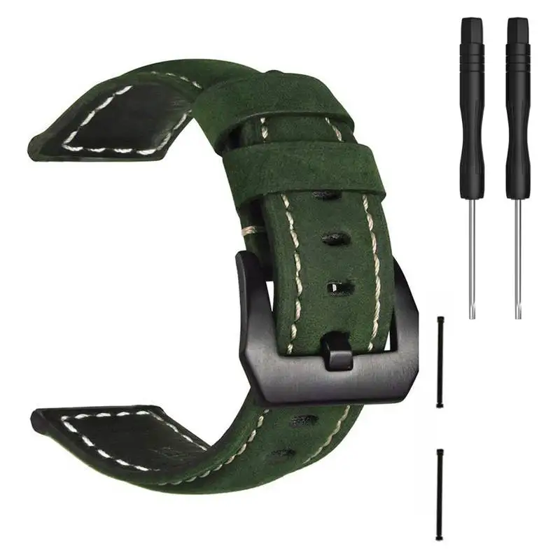 Green Black Fenix 6X26 мм ремешок для часов из натуральной кожи с ушками адаптеры для Garmin Fenix 3/3 HR/Quatix 3/Tactix Bravo/Fenix 5X/5X Plus - Цвет: Green Black