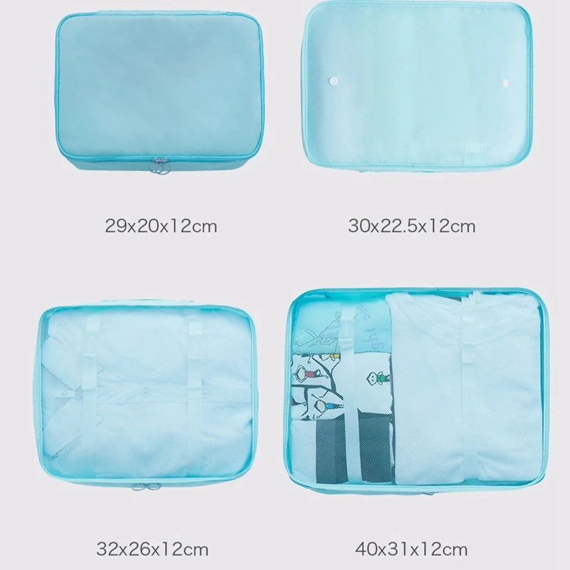 8Pcs Travel Storage Bag Set For Clothes Luggage Packing Square Organizer Suitcase-Navy | Дом и сад