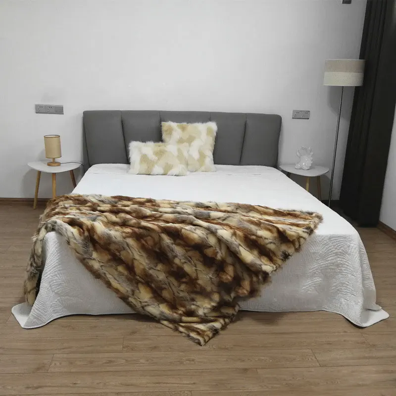 売る フェイクファーブランケットレックスウサギキツネ寝室のベッドの毛布カスタマイズすることができ