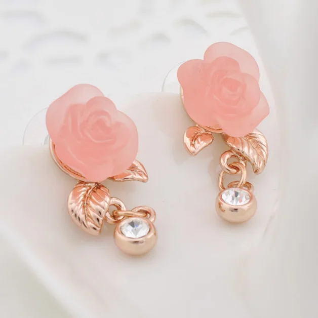 Серьги MOONROCY розового золота розовые серьги Прямая поставка ювелирные изделия с