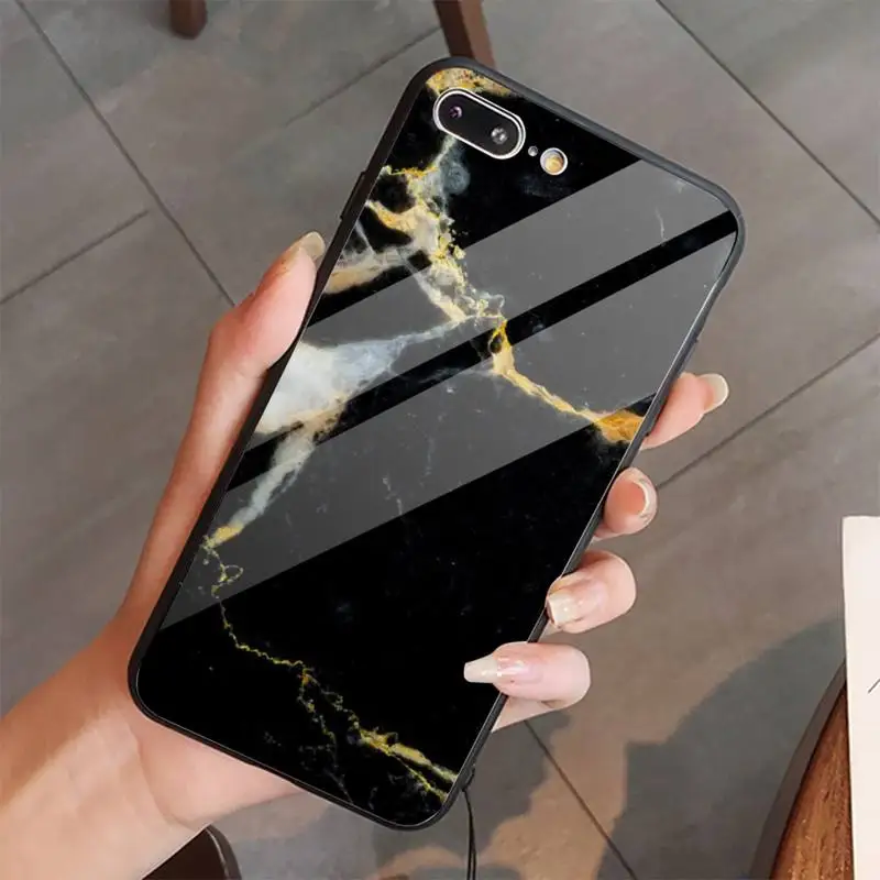 

gold marble glitter pattern high quality Phone Case shell Tempered glass For iphone 5C 6 6S 7 8 plus X XS XR 11 PRO MAX