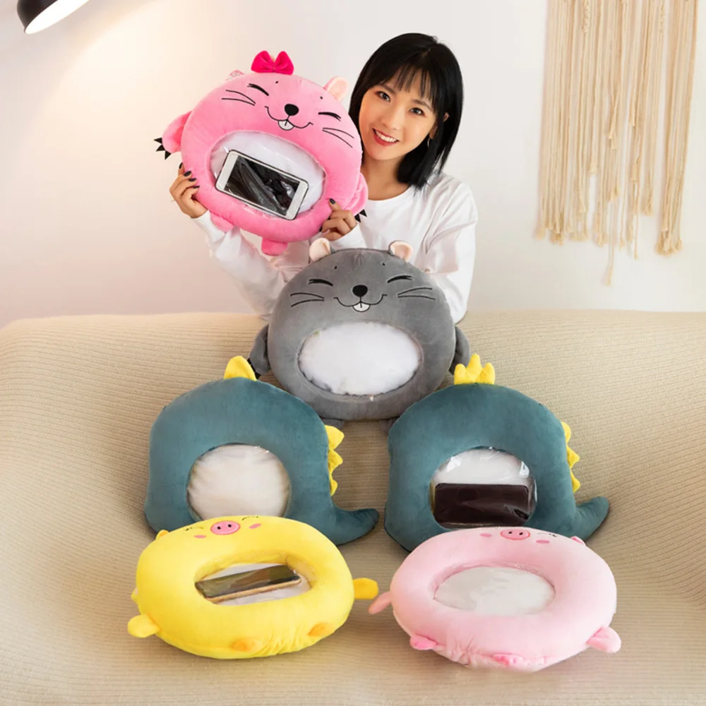 

Winter Visible Hand Warmer Plush Cushion Toy for Playing Mobile Phone Pillow Transparent Visible Surface PP cotton Cartoon Toys