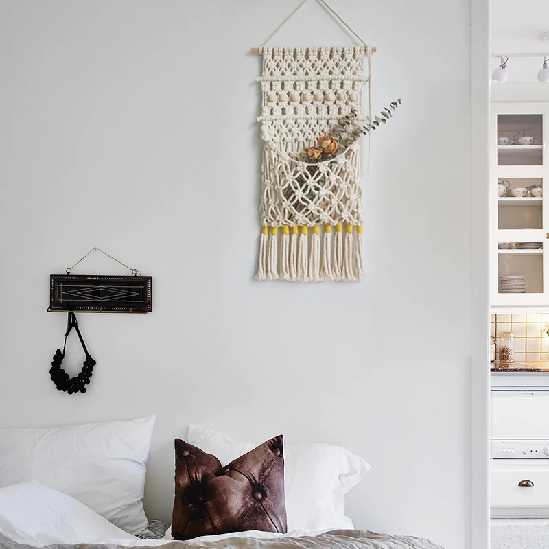 Ручной Тканый гобелен из макраме настенный бохо шик богемная комната