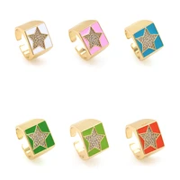 zircon crystal star ring ladies ethnic adjustable bling hip hop punk enamel ring party gift jewelry wholesale
