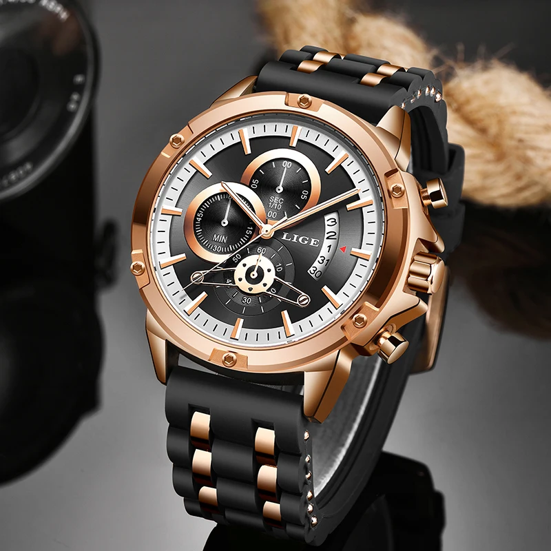 LIGE новые часы Мужские кварцевые Лидирующий бренд аналоговые военные мужские