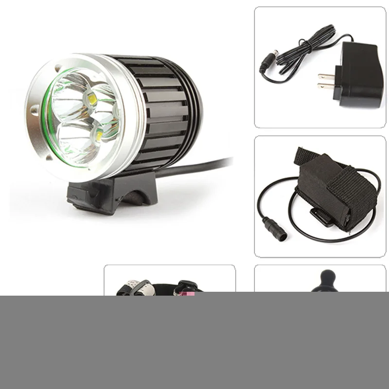 

3x XM-L T6 LED 1800Lm LED Headlamp & Bicycle Light with 4400mAh Battery Pack