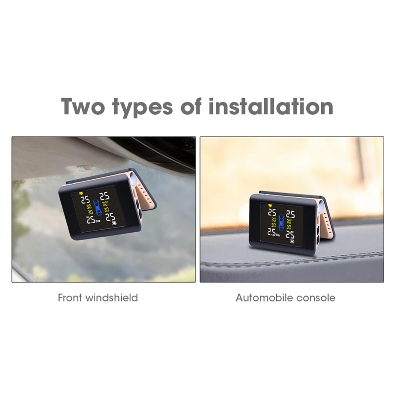 Universal TPMS Car Wireless Tire Pressure Monitoring System with 4Pcs External Sensors Alarm for Windshield Beige | Автомобили и