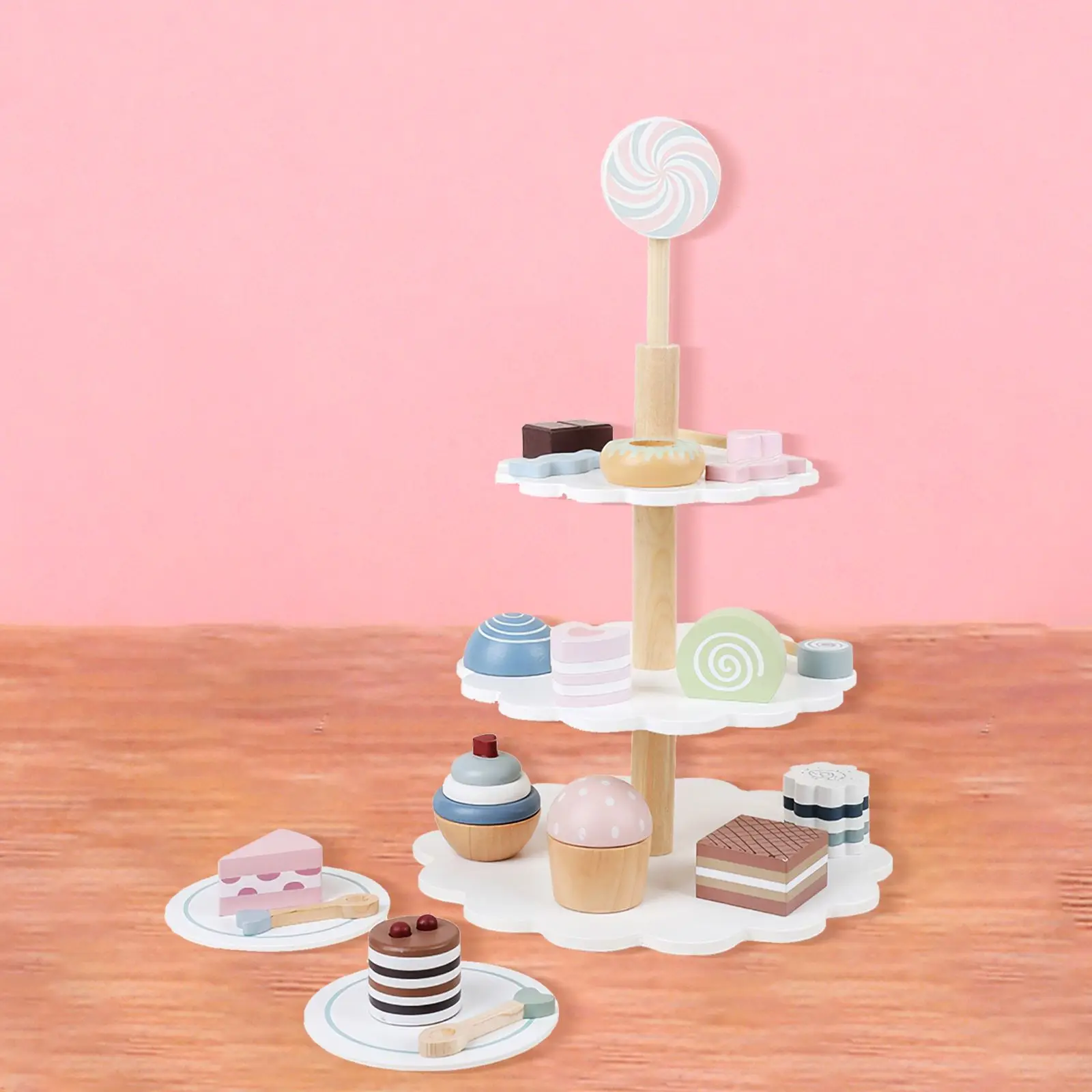 

Children Educational Kitchen Detachable DIY Food Tea Funny Toy Wood Material Kids Kitchen Set Toys Simulated Afternoon Tea Set