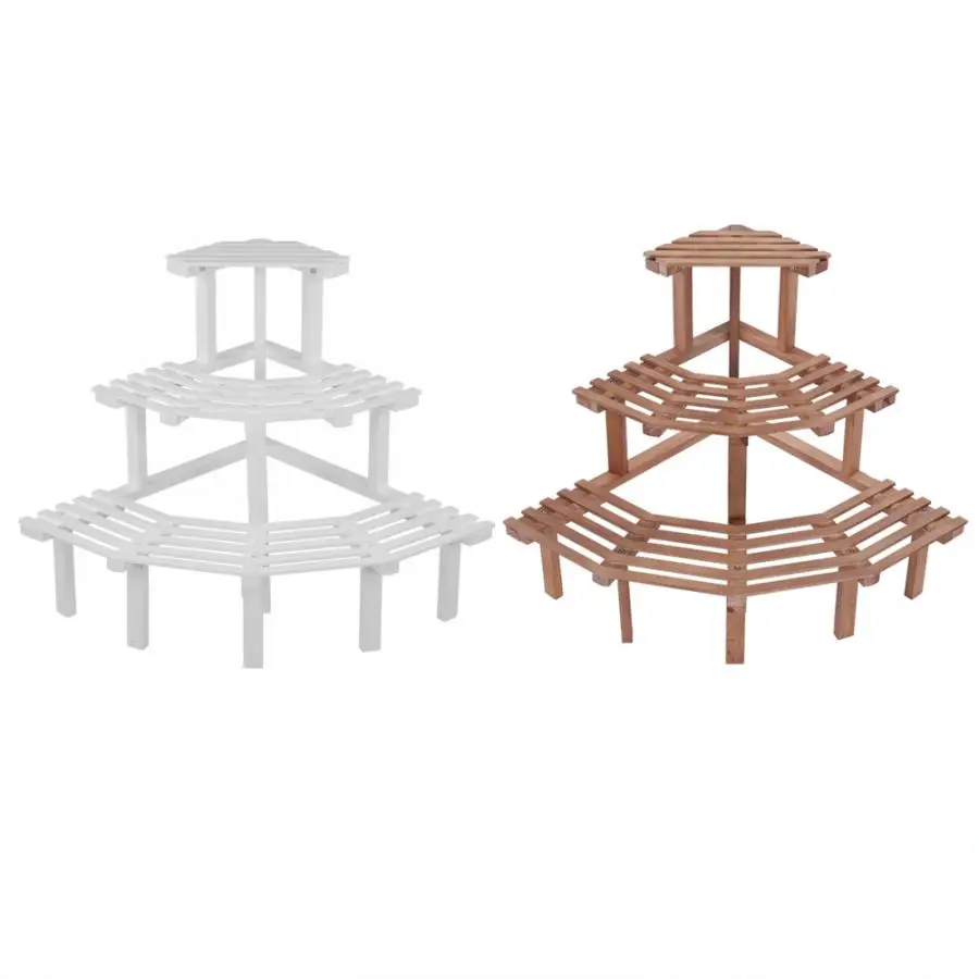 Трехуровневая угловая подставка для цветочного горшка прочная садовая полка из