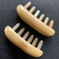 1pcs natural ox horn pocket comb wide toothed comb acupuncture point hair growth guasha spa tool meridian treatment head massage