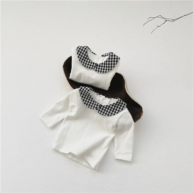 

Baby Girl Clothes Sets Kids Plaid Peter Pan Collar Shirts + Overalls For Kids 2pcs Suit Newborn Baby Boys Overalls Set Outfits