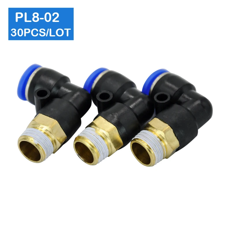 

30Pcs a lot PL8-02 8mm Push In One Touch Air Fittings Connector 1/4" Thread Pneumatic Quick Fitting