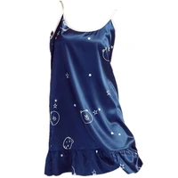 summer ice silk pleasantly cool nightgown women sleepwear sexy night dress strap cartoon nightwear sleep ad317