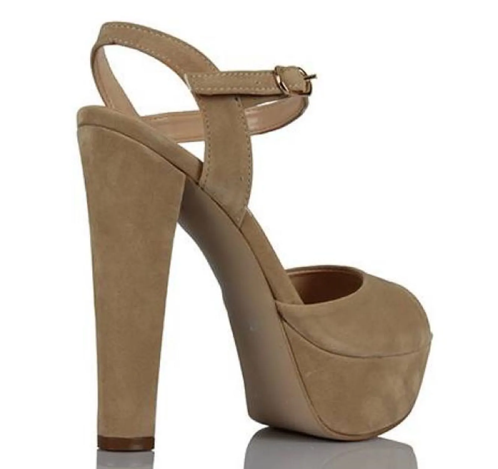 Mst-1027 Beige Suede women elegant pointed toe high heels wedding shoes crystal clear Slingback 35-40 | Обувь