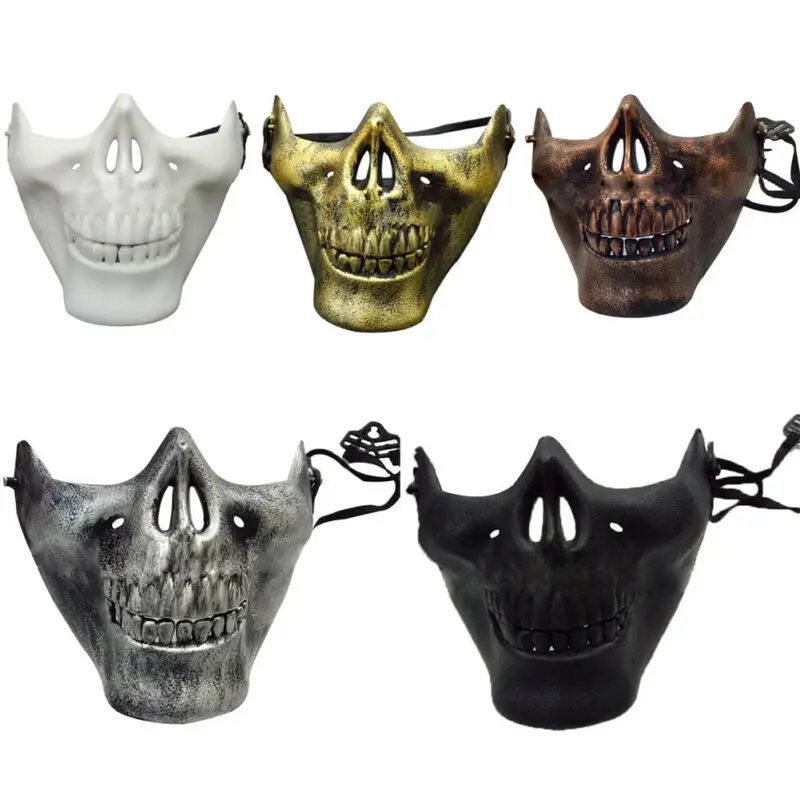 Популярные Металлические пластиковые маски черепа для Хэллоуина золотые и