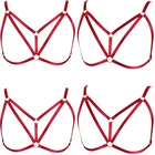 Портупея женская в стиле панк, с открытой грудью, красного цвета