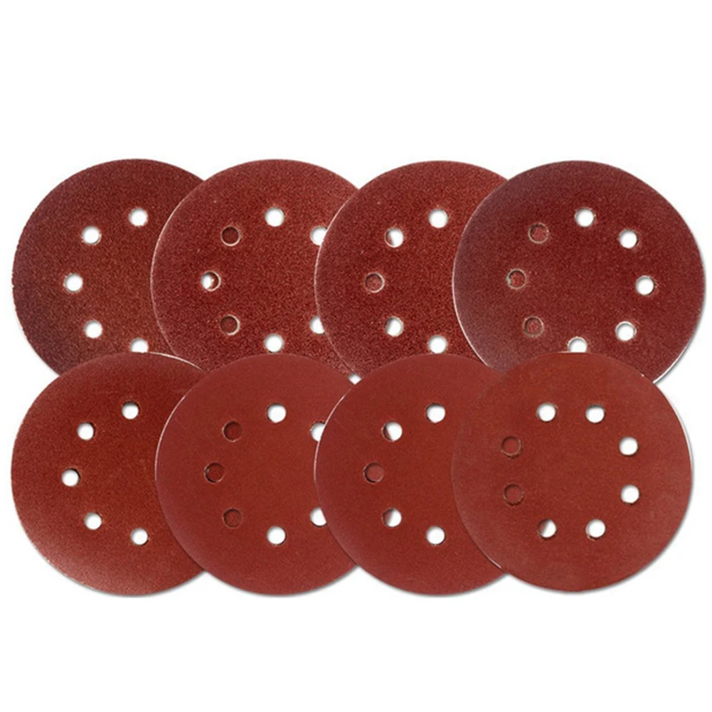 

10 Pcs 5 Inch Hook And Loop Grit Sanding Disk Sand Eight Hole Sandpaper Sheets Round Polish