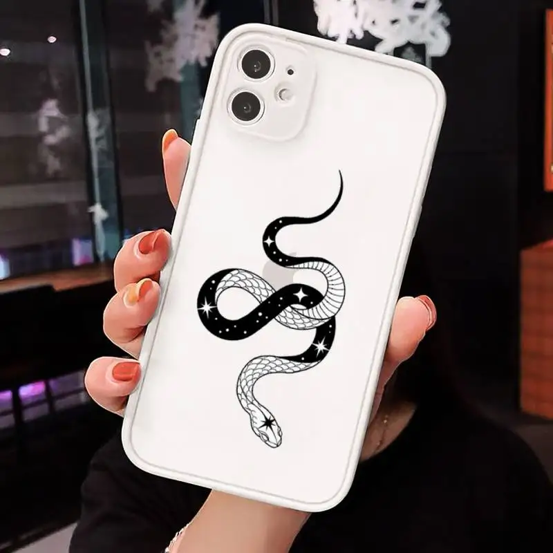 

animal black snake Terrible horror Phone Cases matte transparent For iphone 7 8 11 12 plus mini x xs xr pro max cover
