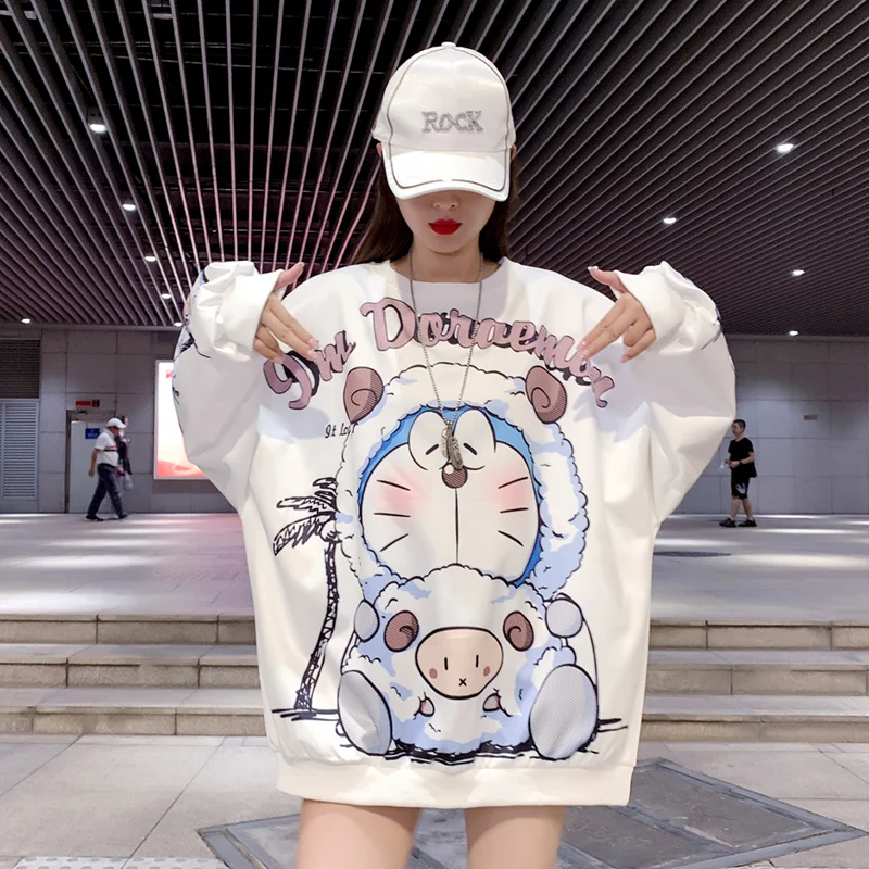 

женская толстовка 2021 New Spring Autumn Female Oversized Pullover Sweatshirt Fashion Cartoon Print Hoody Hiphop Streetwear Ins