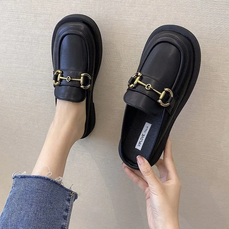 

Мюли женские с круглым носком, дизайнерские брендовые лоферы на плоской подошве, Подиумные тапочки на платформе