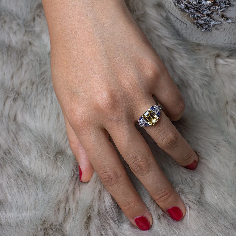 Женское кольцо из серебра 100% пробы с муассанитом и Рубином|Кольца| |