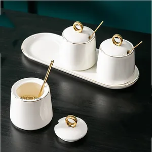 Керамика сахарница Phnom Penh Набор банок для приправ бытовой солонка с крышкой оливковое масло бутылки, кухонные принадлежности коробка с приправами