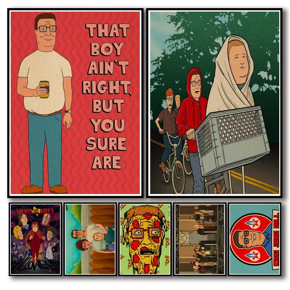 

18 видов конструкций мультфильм Король холма плакат из крафт-бумаги произведение искусства причудливые наклейки на стену для кофейни бара A3