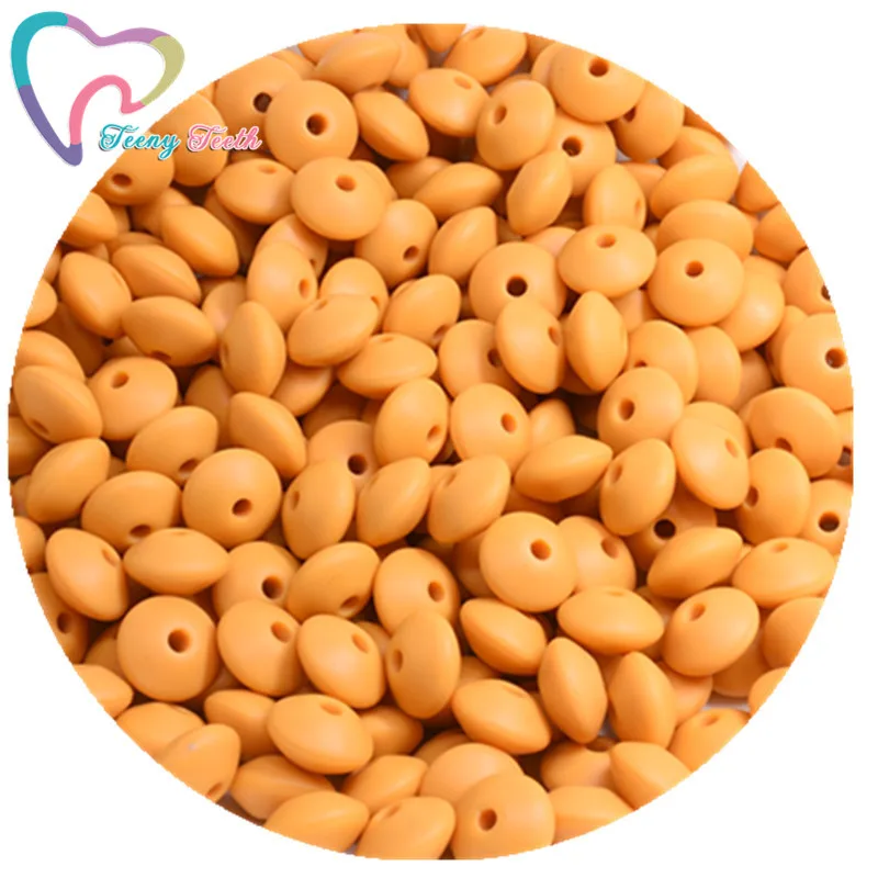 Mango Teeny Teeth 20 шт. Силиконовые Прорезыватели для зубов Abacus бусины в форме чечевицы DIY цепочка для прорезывания зубов красочные чечевицы Силиконовые Прорезыватели блюдца свободные бусины - Цвет: Mango