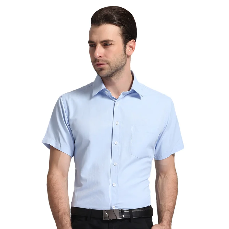 

Men's Regular-fit Summer Short Sleeve Solid Classic Shirt Single Patch Pocket Formal Business Work Office Basic Dress Shirts