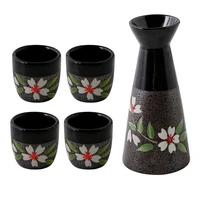 5pcs lot japanese sakura wine set domestic ceramic baijiu small pot sake yellow rice wine small cup wine dispenser gift