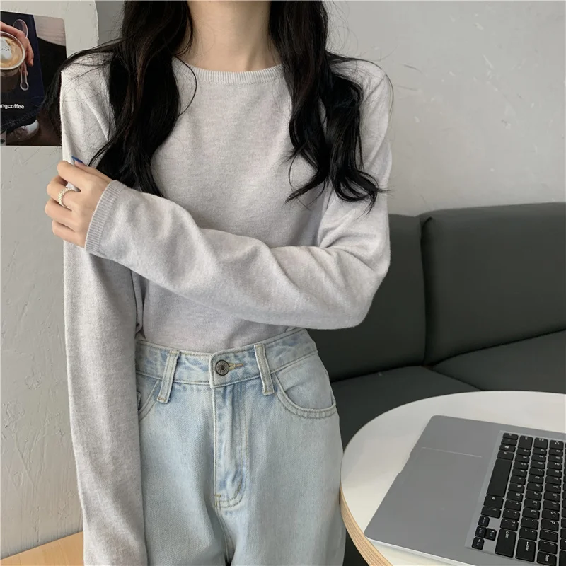 

Экономичный осенний вязаный пуловер с длинным рукавом