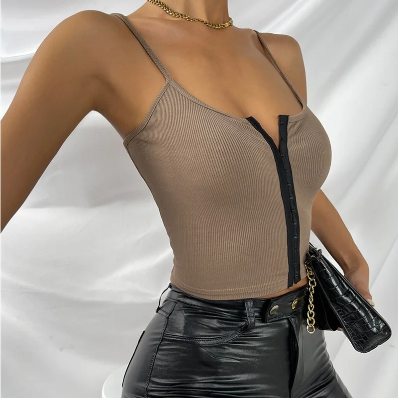 Пикантный облегающий топ с низким вырезом однотонный/лоскутный однобортный