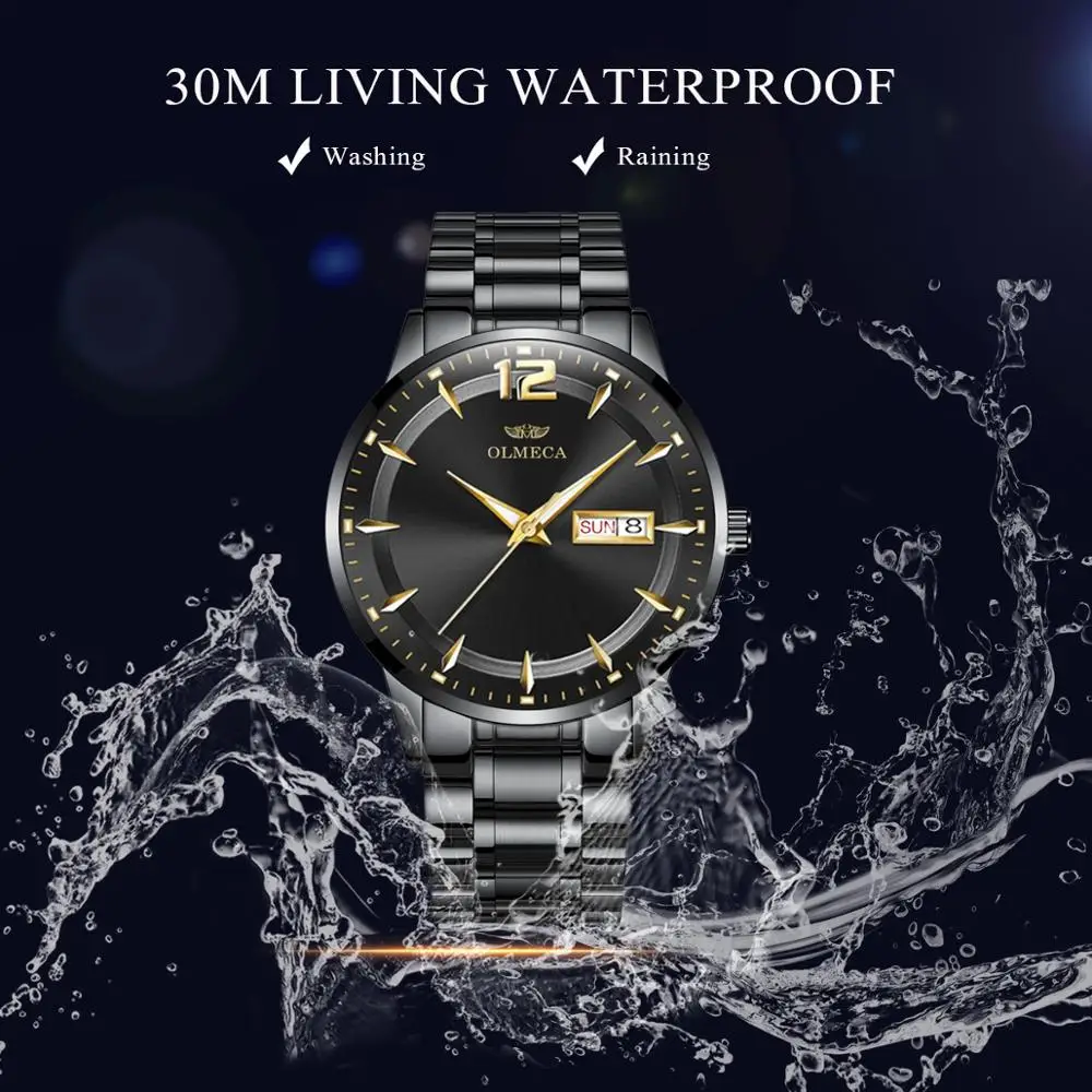 Часы OLMECA мужские кварцевые водонепроницаемые из нержавеющей стали|Кварцевые