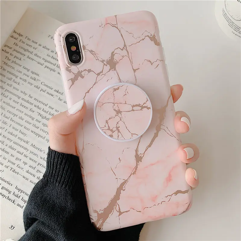 Pink A2 COOLY мраморный чехол для huawei P30 Pro P20 Lite чехол для iphone 11 Pro Max телефон Coque на силиконовый чехол розовый белый Держатель подставка - Цвет: Pink A2
