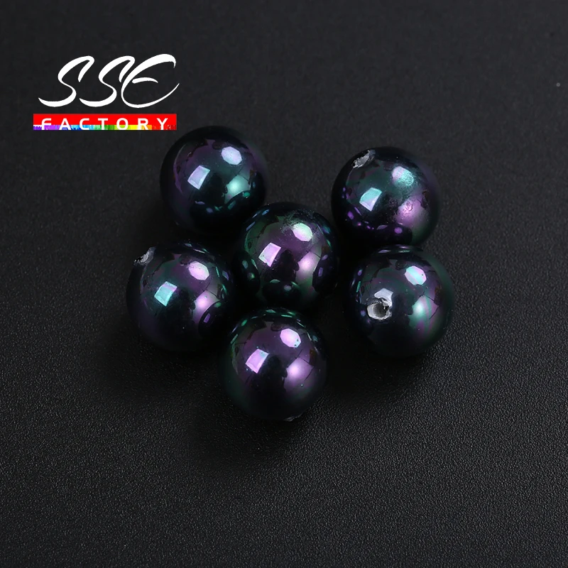 

5PCS Half Drilled Natural Colorful Shell Pearl Powder Round Beads 6 8 10 12mm for Jewelry Making DIY Earring Studs Accessories