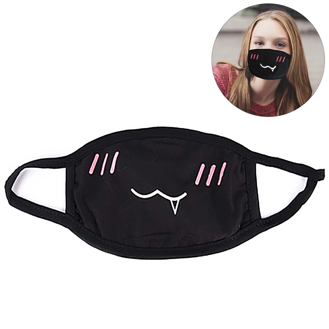 

6PCS Unisex Cute Black Cotton Mouth Mask Anti Dust Cotton Face Mask Facial Mouth Mask For Men & Women Riding Outdoor