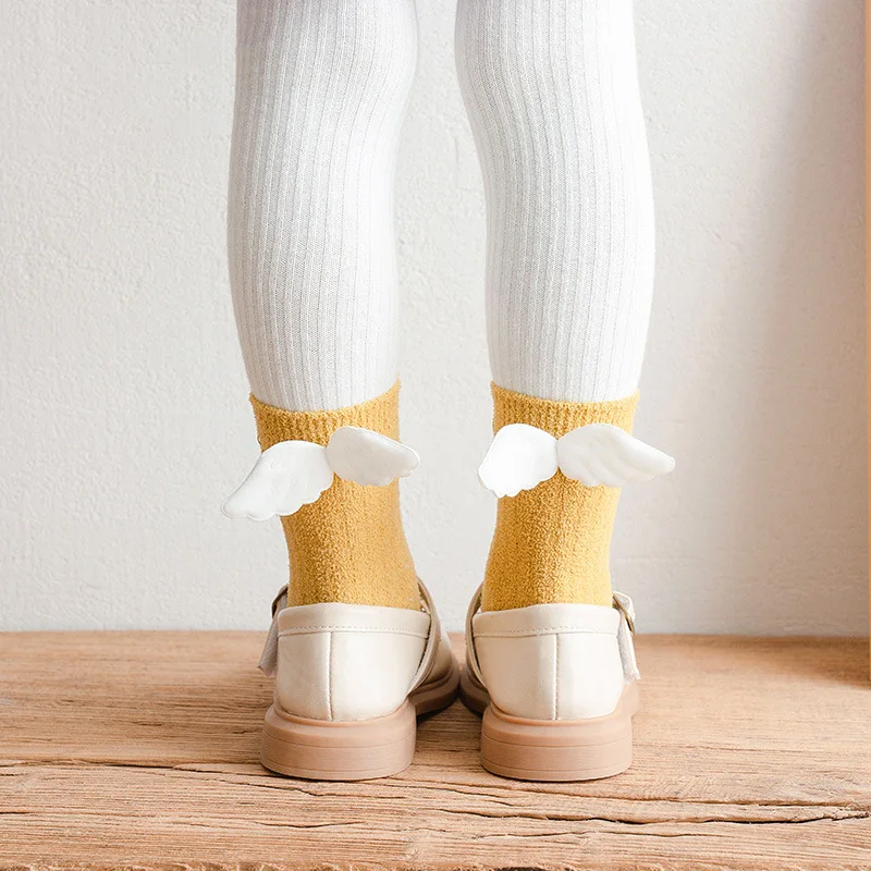 Calcetines de terciopelo para ni&ntilde;os, medias c&aacute;lidas de lana de Coral, 6 colores, alas peque&ntilde;as, suaves, oto&ntilde;o e invierno, 2020-3