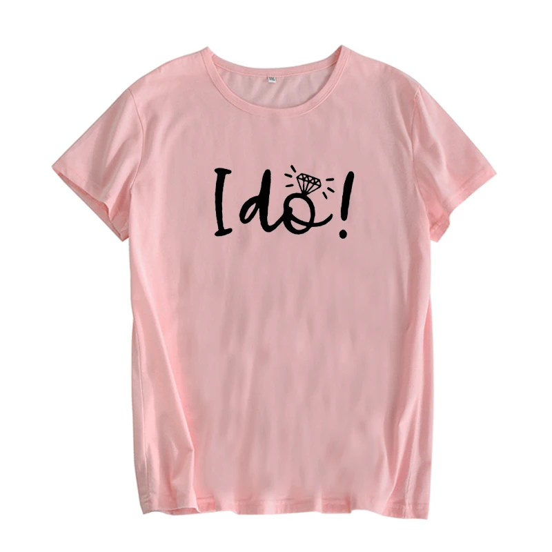 Женская футболка с надписью I Do Bride черно-белая хлопковая Футболка принтом летняя