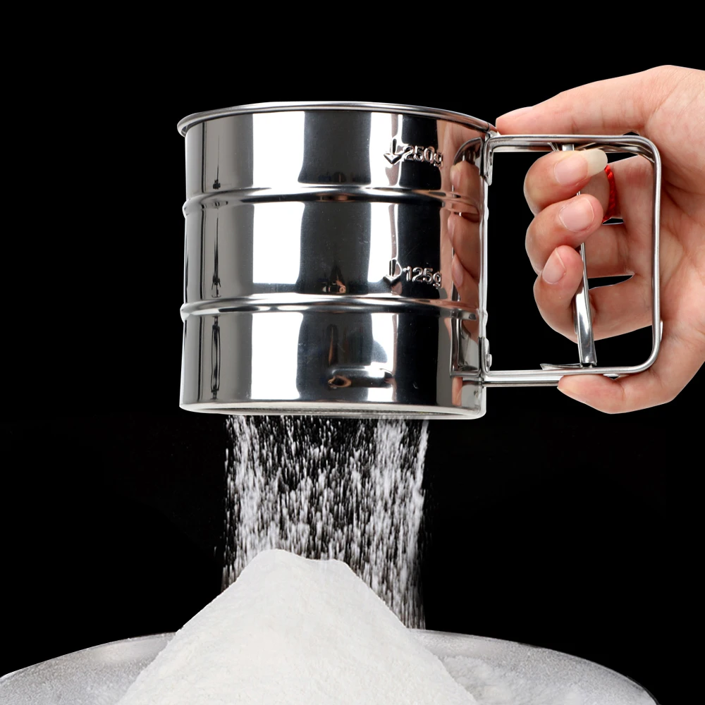 

Powder Flour Mesh Sifter Cup Stainless Steel Sieve Cup Bakeware Baking Icing Sugar Shaker Pastry Baking Tools