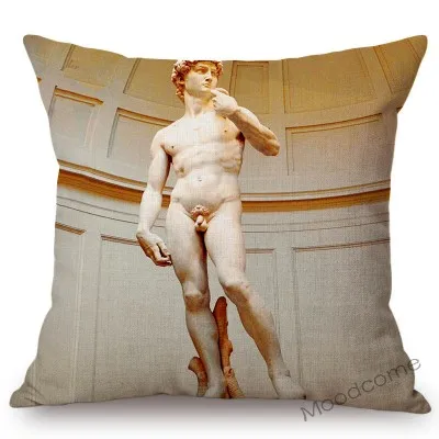 T337-18 Michelangelo итальянский Ренессанс генезис последнее решение Давид знаменитая картина маслом Художественная диванная Подушка Чехол для подушки - Цвет: T337-18
