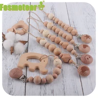 fosmeteor custom baby personalized name pacifier clip animal image beech wood clip pacifier chain chewing baby teether toy
