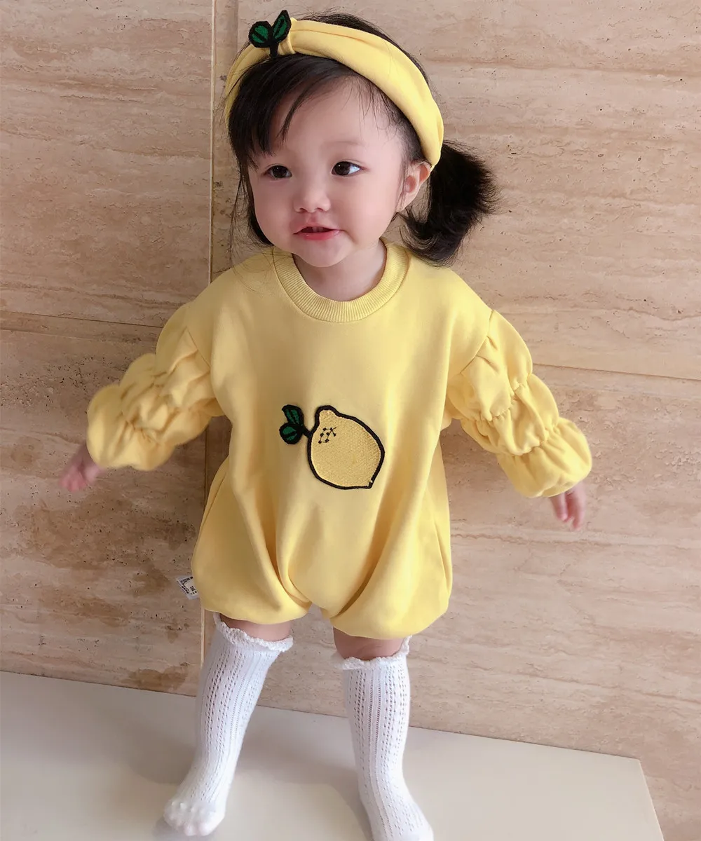 Боди для маленьких девочек Одежда с изображением лимонов малышей Красивая