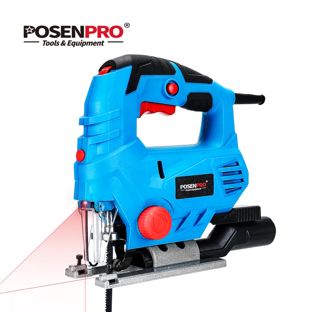 POSENPRO 800 Вт Лазерный лобзик с переменной скоростью, многофункциональный Электрический лобзик по дереву, металлическая линейка, 2 шт., пилы для деревообработки