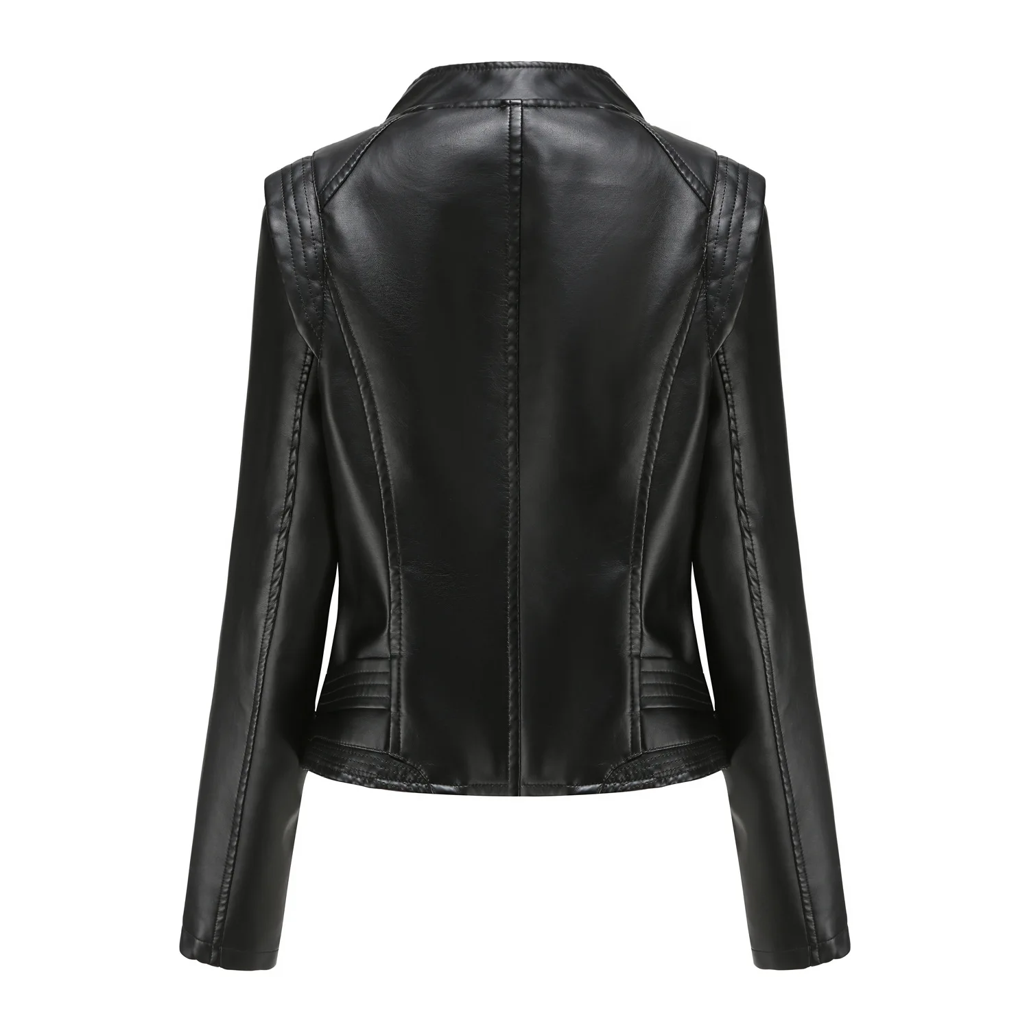 2022 New Spring Autumn PU Leather Jacket Women Slim Fit Short Coat Solid Long Sleeve Ladies Outwear enlarge